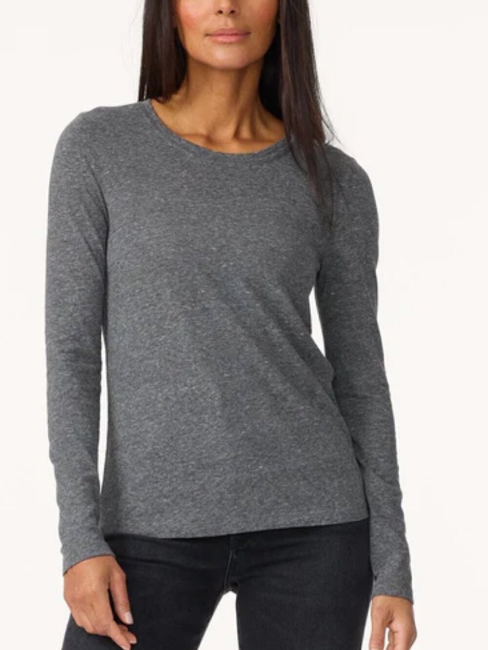 Unsubscribed Long Sleeve Crewneck Tee in Heather Grey